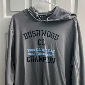 Travis Mathew Gray Hoodie with Black and Blue Text